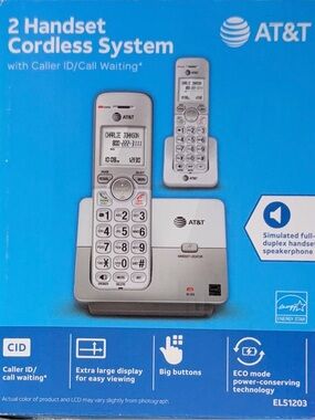AT&T EL51203 DECT 6.0 2-Handset Cordless Phone System New Open Box